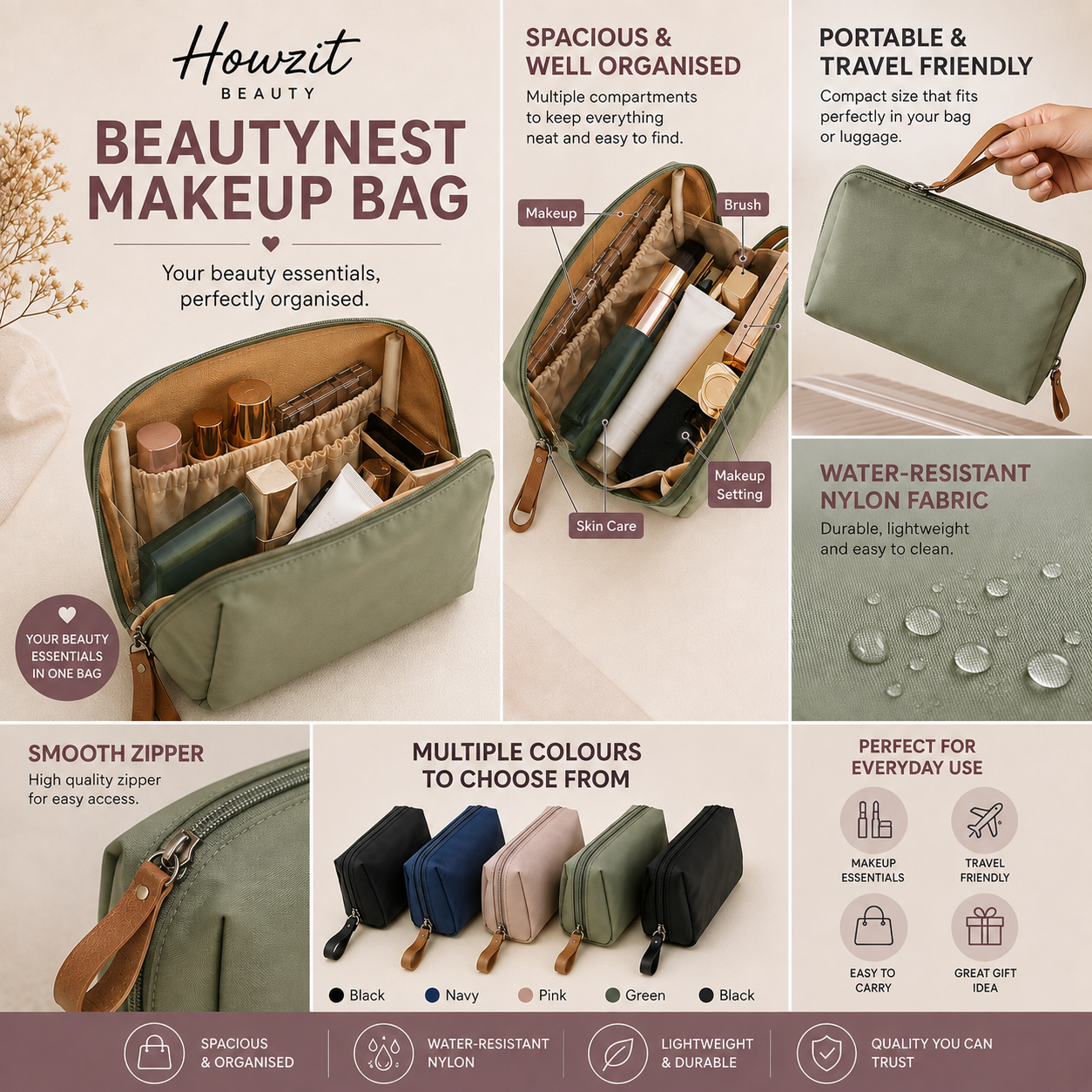 BeautyNest Makeup Bag